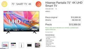 Costco: Pantalla Hisense 75" 4K UHD SMART TV