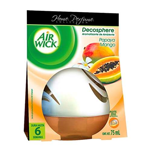 Amazon: Air Wick Aromatizante de Ambiente Decosphere Papaya y Mango 75 ml | Planea y Ahorra, envío gratis con Prime