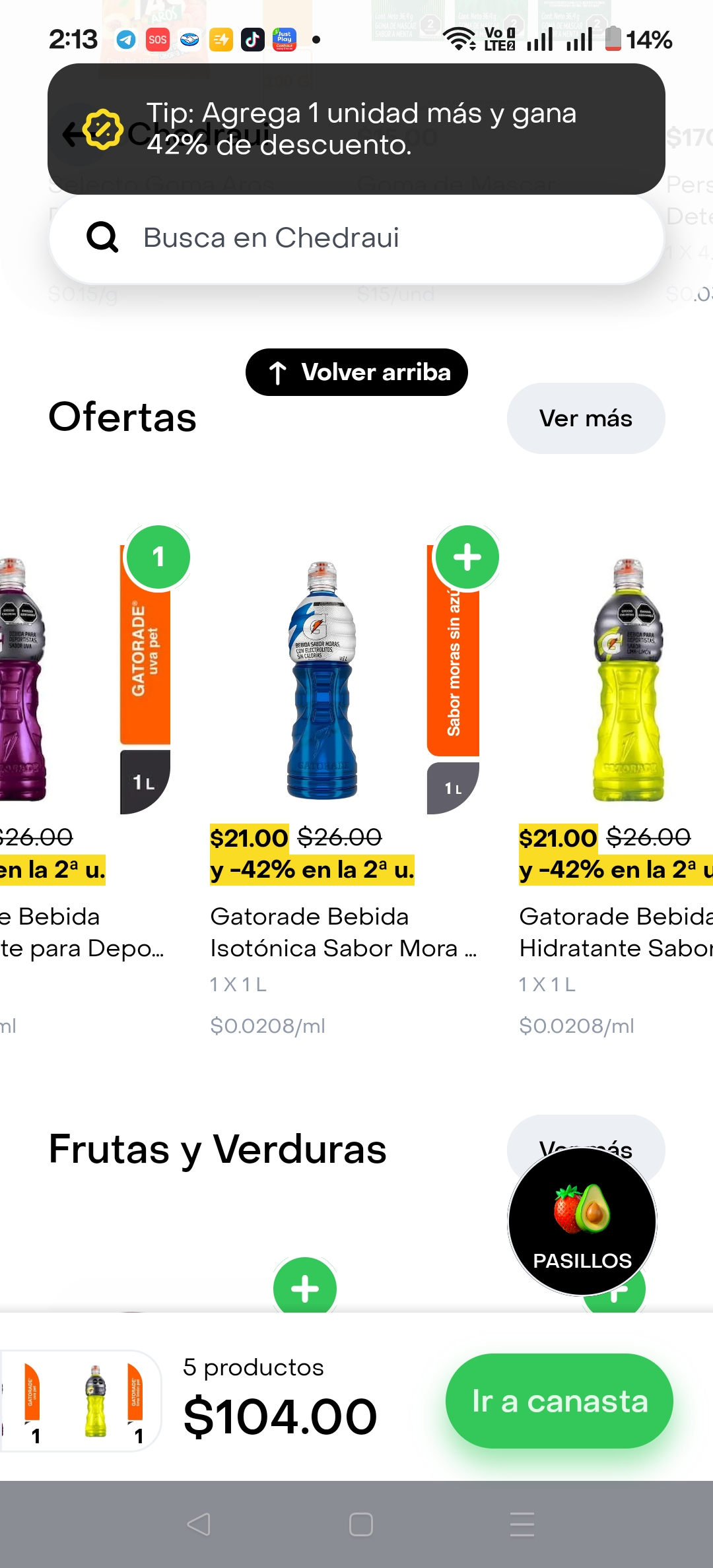 Rappi CHEDRAUI: GATORADE 1L.
