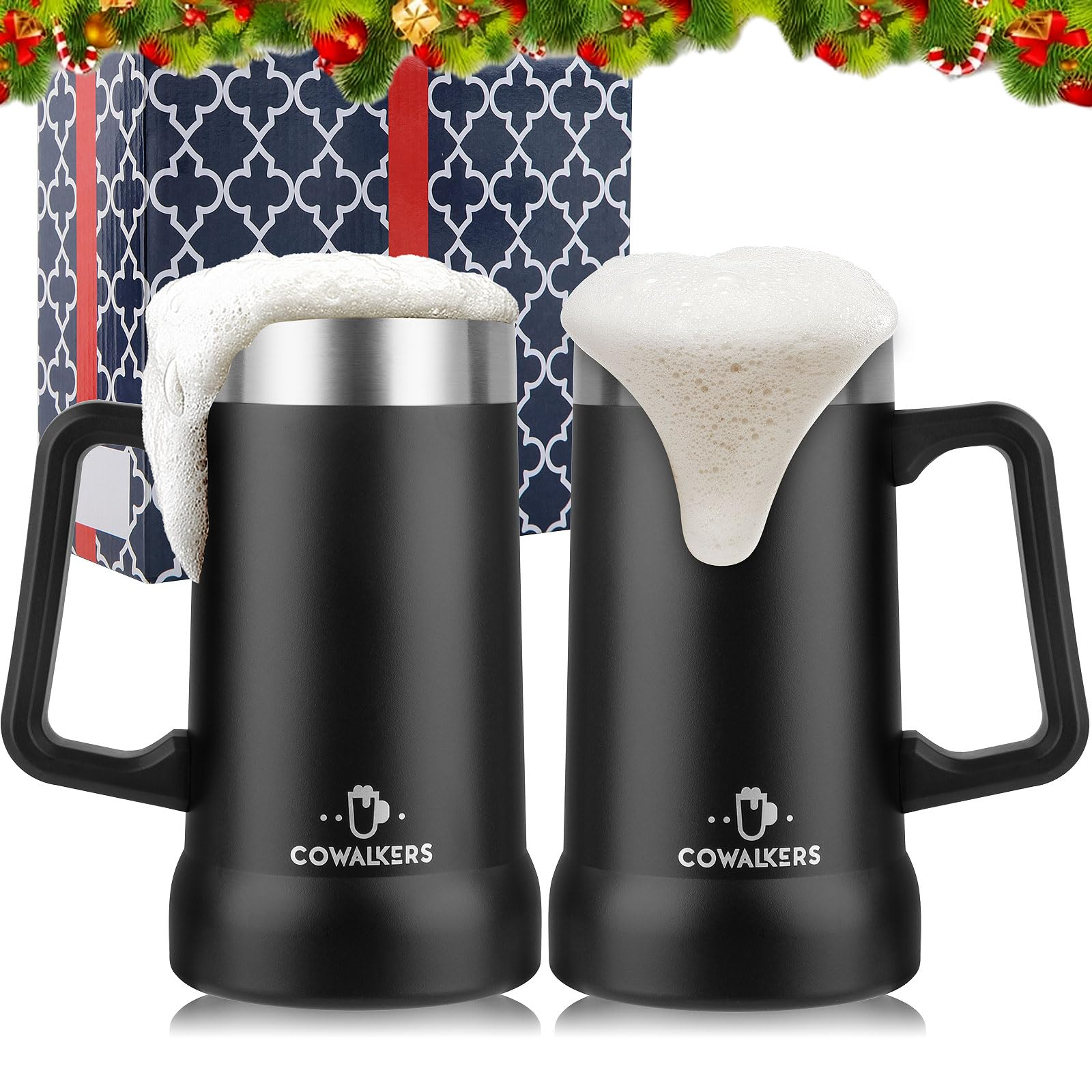 Amazon: Conjunto de 2 Tarros Cerveceros de Acero Inoxidable de Doble Pared Térmica 730 ml,