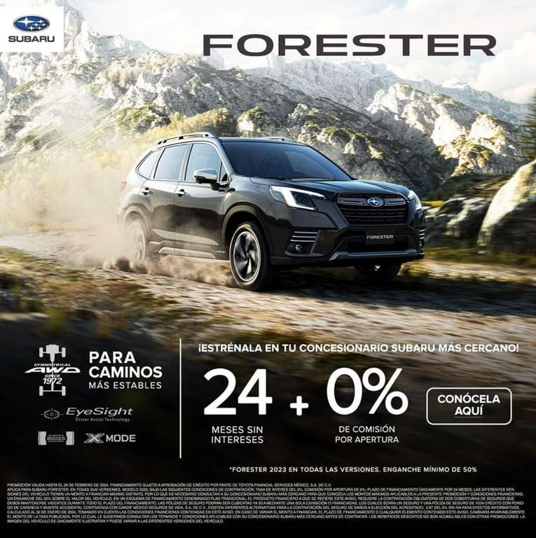 Subaru: Modelos Outback, Forester y Crosstrek a 24 Meses Sin Intereses.