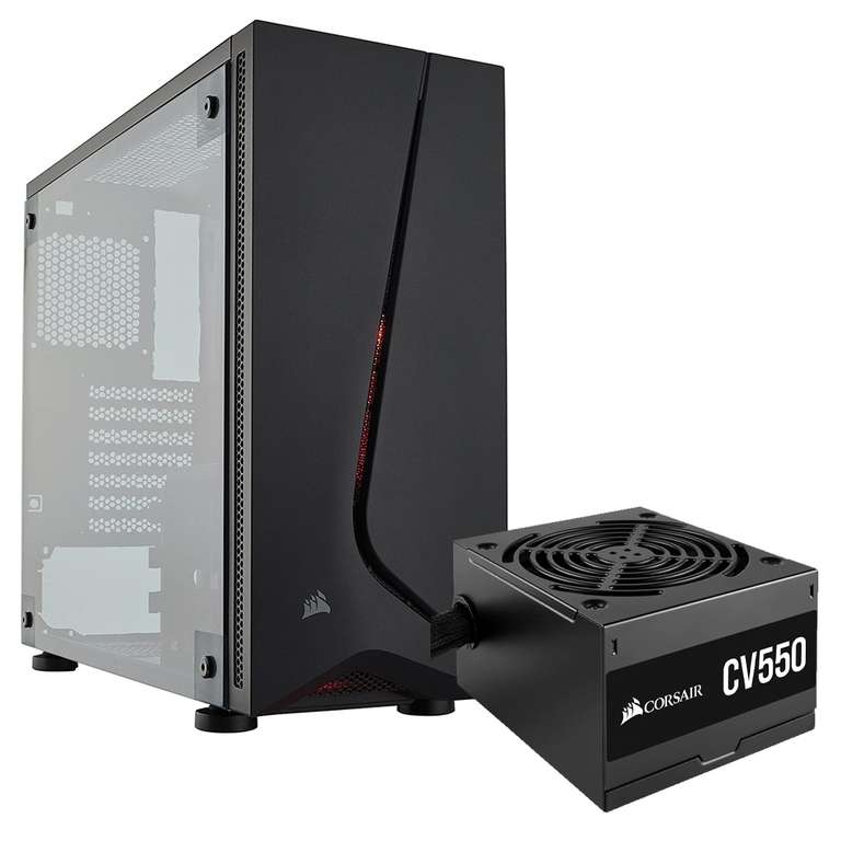 CyberPuerta: Gabinete Corsair SPEC-05 con Ventana LED Rojo, Midi-Tower, ATX, USB 3.0, con Fuente de 550W, 1 Ventilador Instalado, Negro