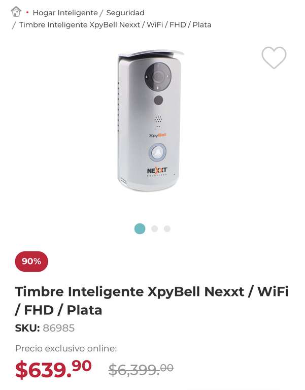 Office Depot: Timbre Inteligente XpyBell Nexxt / WiFi / FHD / Plata