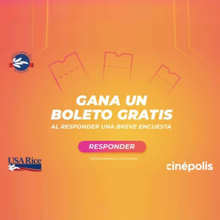 Cinépolis - Boleto gratis por encuesta (usuarios seleccionados) válidos en Tradicional, XE y IMAX