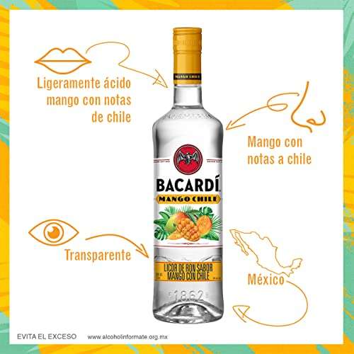 Amazon: BACARDI mix - Tripack Mango Chile + Bacardí Limón Verde + Bacardí Raspberry - 750mL c/u