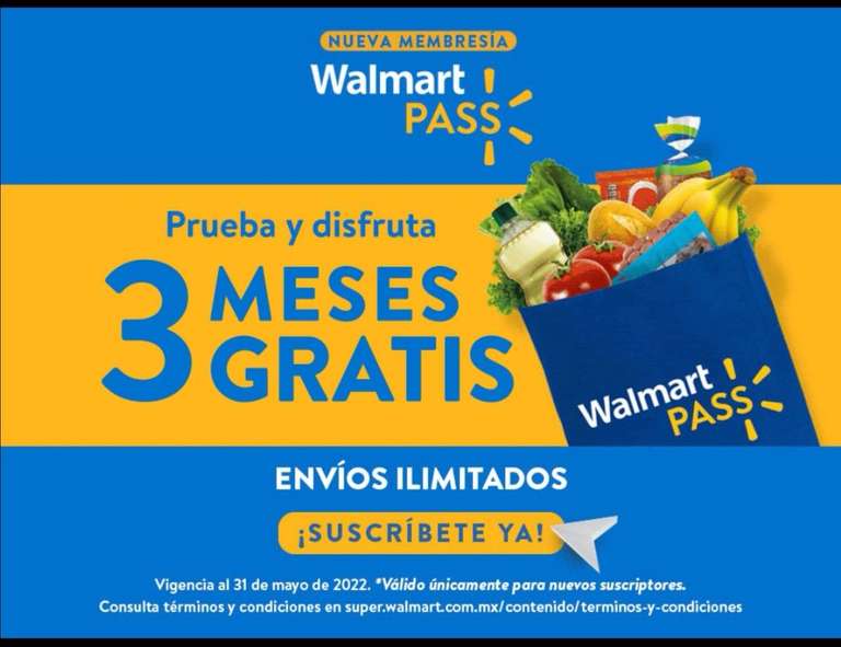 WALMART PASS: GRATIS 3 MESES DE PRUEBA!!