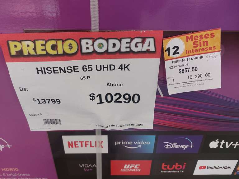 Bodega Aurrera: Oferta de pantallas TCL y hisense de 55" ($7699) y 65" ($10290)