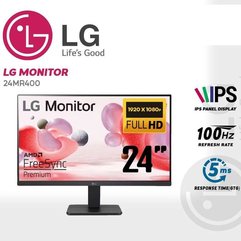 Cyberpuerta: Monitor LG LCD 24", Full HD, FreeSync, 100Hz, 5ms, sRGB 99%,