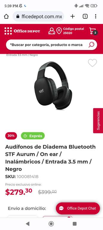 Office Depot: Audífonos Aurum Stf Bluetooth 