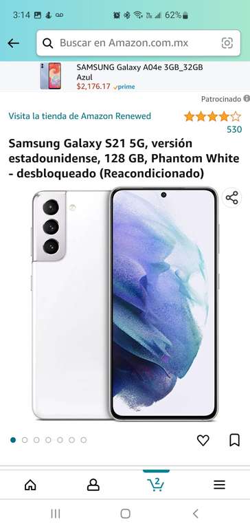 Amazon: Samsung Galaxy S21 phantom white versión estadounidense (Reacondicionado)