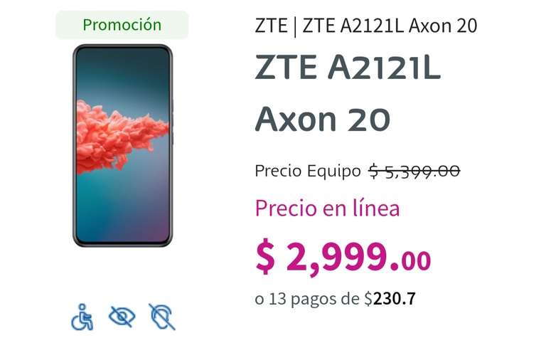 Celular ZTE AXON 20 EN PROMO TELCEL
