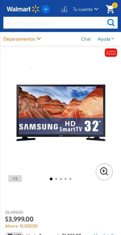 Walmart: Pantalla Samsung 32 pulgadas Smart