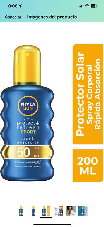 Amazon: NIVEA SUN Protector Solar Corporal Protect & Refresh Sport (200 ml)