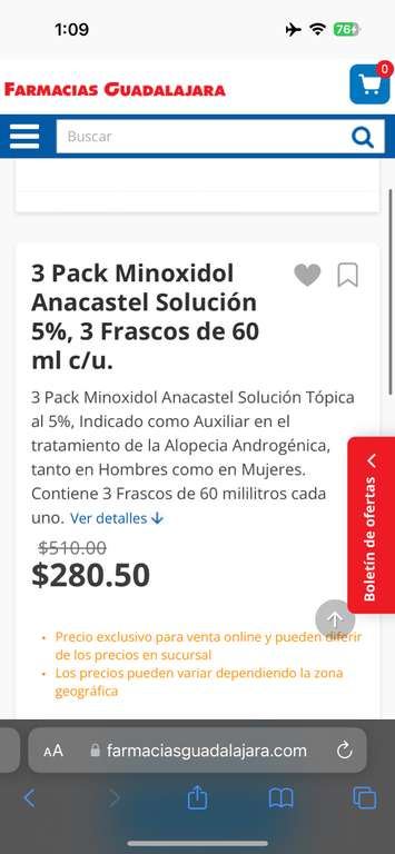 Farmacia Guadalajara: Minoxidil Anacastel 3pzas
