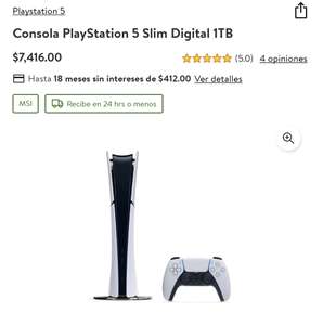 Bodega Aurrera: Consola PlayStation 5 Slim Digital 1TB. CUPÓN + BBVA a 12 o 18 msi