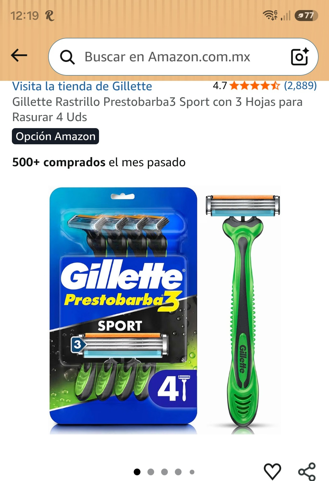 Amazon | Gillette Rastrillo Prestobarba3 Sport con 3 Hojas para Rasurar 4 Uds