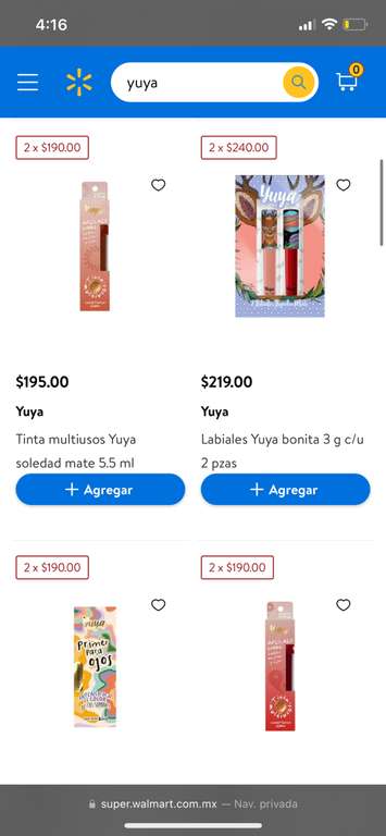 Walmart Súper: Maquillaje marca Yuya al 2x1