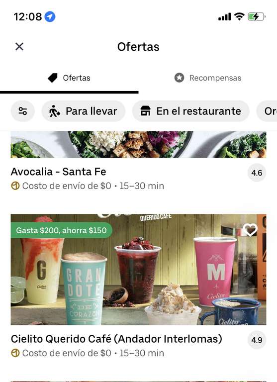 Uber eats: Uber one cielito querido café - desayuno por 50 pesos | Gasta $200, ahorra $150