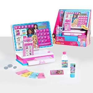 Amazon: Just Play - Caja registradora Barbie Deluxe con Sonidos, 12 Piezas