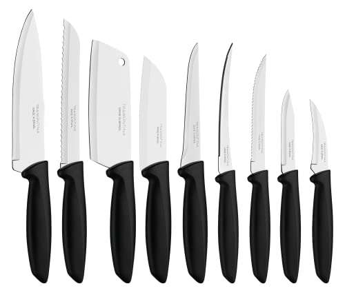 Amazon: TRAMONTINA - Juego de Cuchillos de Cocina Plenus, para Servir, 9 Piezas, Color Negro