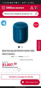 Office Depot: Bocina Bluetooth Sony SRS-XB12 NFC