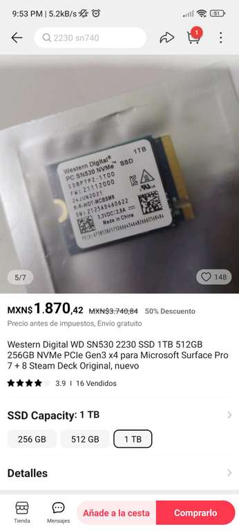 Aliexpress: WD SN530 SSD 1TB