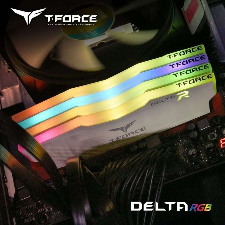 Memoria RAM Team Group T-Force Delta RGB White DDR4, 3200MHz, 32GB (2 x 16GB)