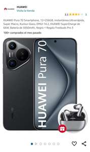 Amazon: HUAWEI Pura 70 Smartphone, 12+256GB + Regalo Freebuds Pro 3