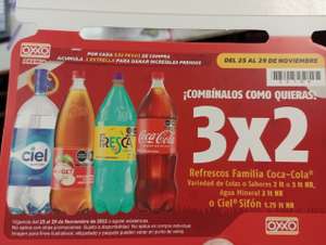 Oxxo: Variedad de Refrescos de 2 ó 3 L de la familia Coca - Cola al 3 x 2