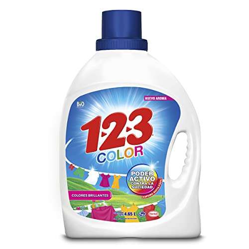 Detergente 123 de 4.65 litros a solo 86 pejecoins con planea y ahorra o 76 con planea y ahorra y comprando 10,