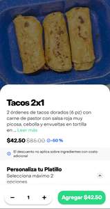 6 tacos dorados en taco naco por Rappi