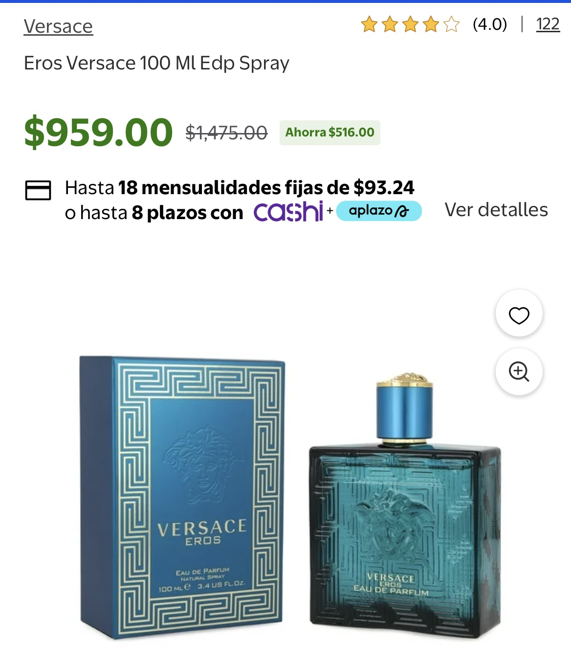 Walmart: Eros Versace 100 Ml Edp Spray