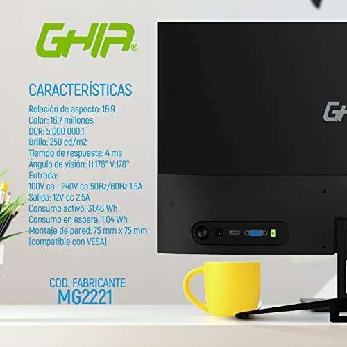 Amazon: Monitor Ghia MG2221 LED 21.5", Full HD, 75Hz