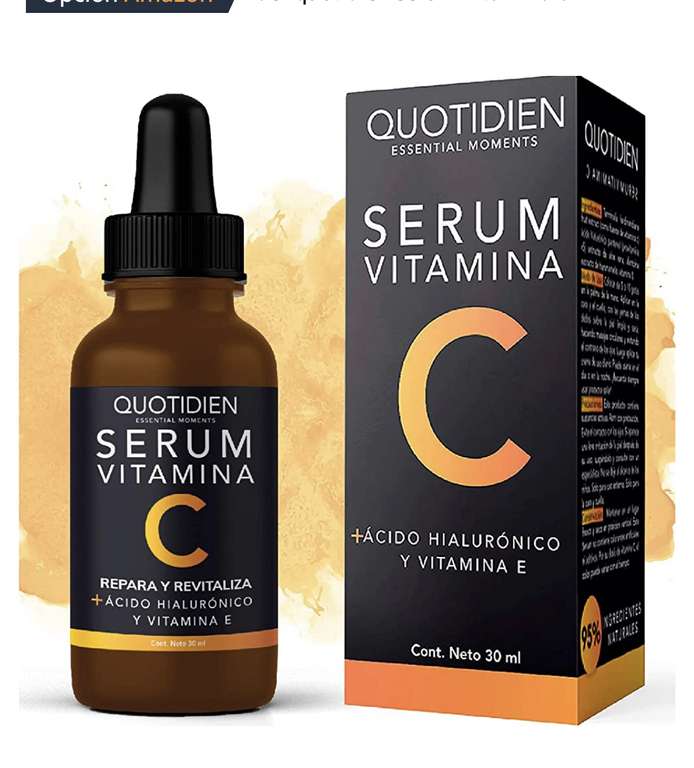 Amazon: Quotidien Serum Vitamina C + Ácido Hialurónico + Vitamina E - 30ml