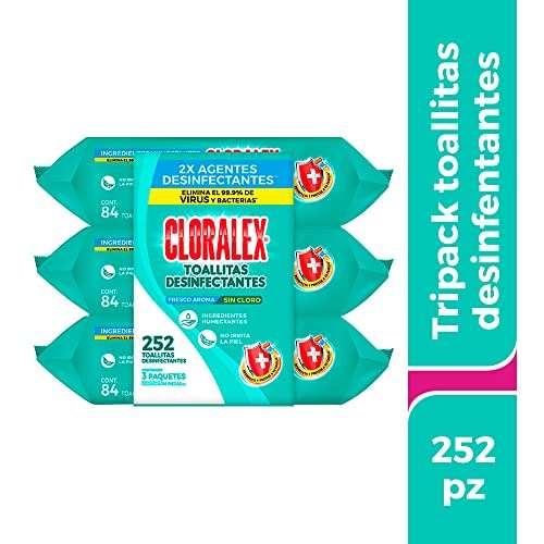 Amazon: 3 Paquetes de 84 c/u toallitas desechables Cloralex
