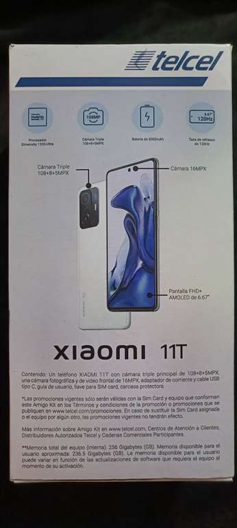 Xiaomi 11T 256 gb en plan telcel Plus 4 CAT Acapulco