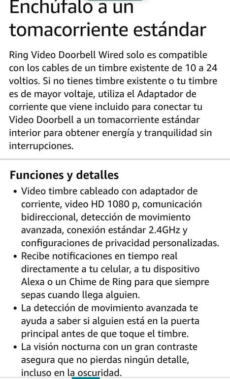 Amazon: Timbre Ring video doorbell wired (es el cableado). envío gratis con Prime