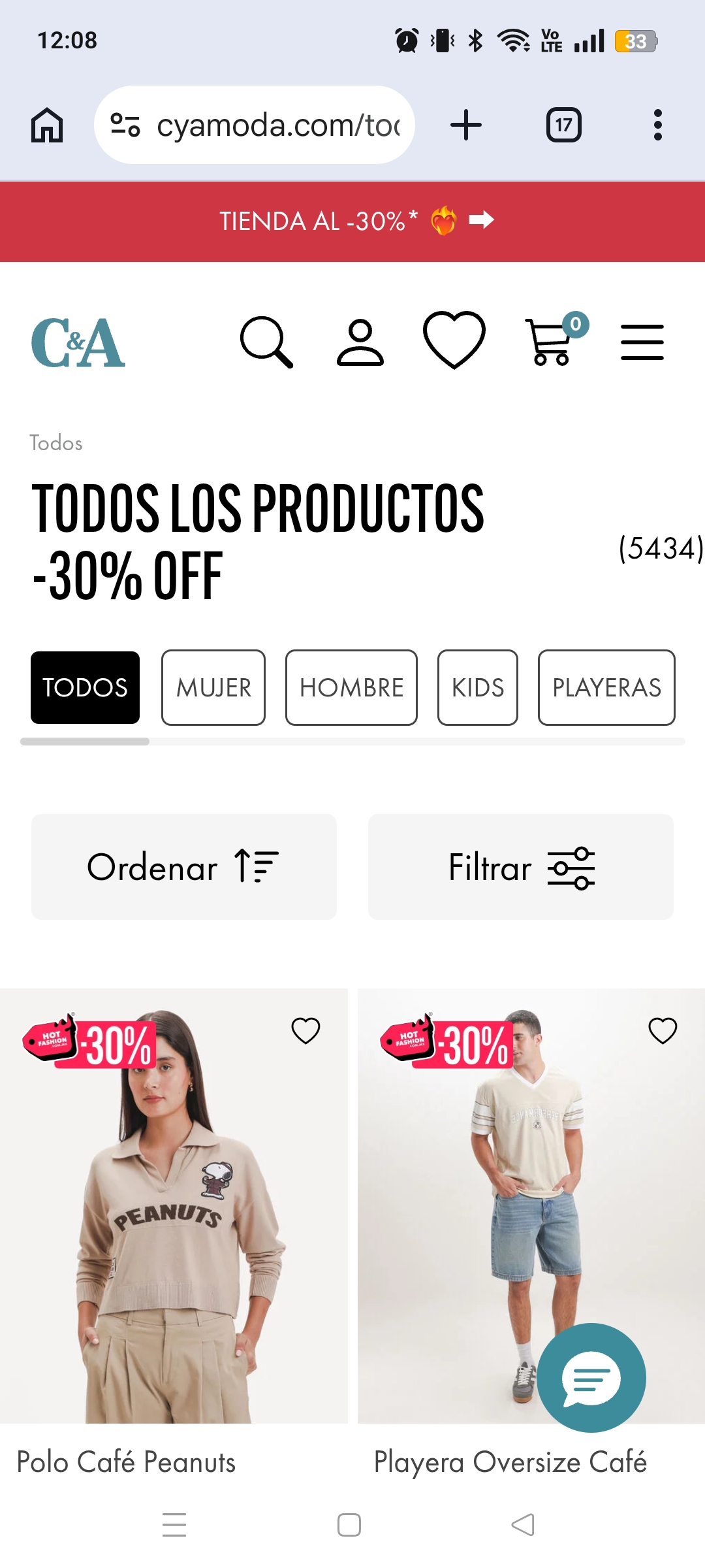 C&A descuentos en línea | Todos los productos 30% off