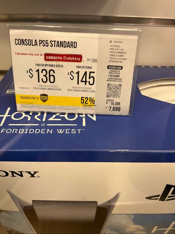Elektra: Consola PS5 $7,699