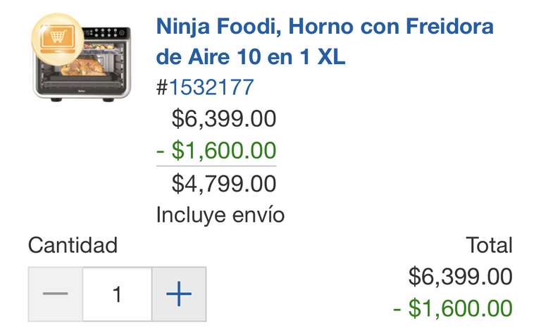 Costco: Ninja Foodi, Horno con Freidora de Aire 10 en 1 XL