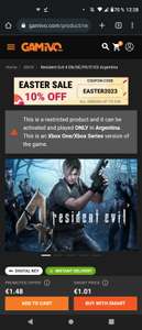 Gamivo: Resident evil 4 "normal" del 2005 Xbox con vpn argentina
