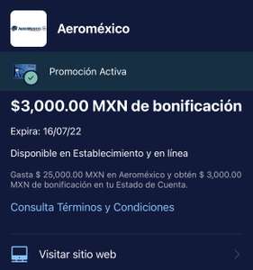 American Express - Aeroméxico Gasta +$25,000 y te bonifican $3,000