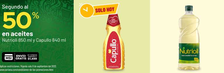 Soriana en línea: aceite Nutrioli y Capullo (2do al 50%_Solo HOY)