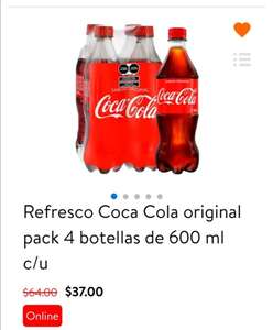 4 pack de coca cola de 600 ml. Walmart