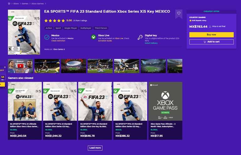 Eneba: FIFA 23 XBOX SERIES DE MEXICO PARA CANJEAR DIRECTO EN SU XBOX SIN VPN NI COSAS RARAS