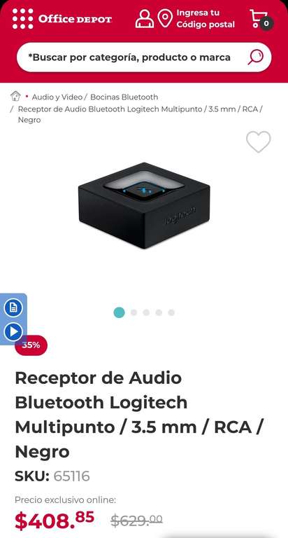 Office Depot: Receptor Bluetooth Logitech