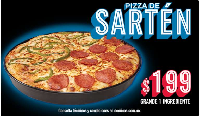 Dominos Pizza grande + Papotas $199 entre otras promociones