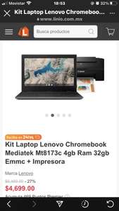 Linio: Kit Laptop Lenovo Chromebook Mediatek Mt8173c 4gb Ram 32gb Emmc + Impresora Canon