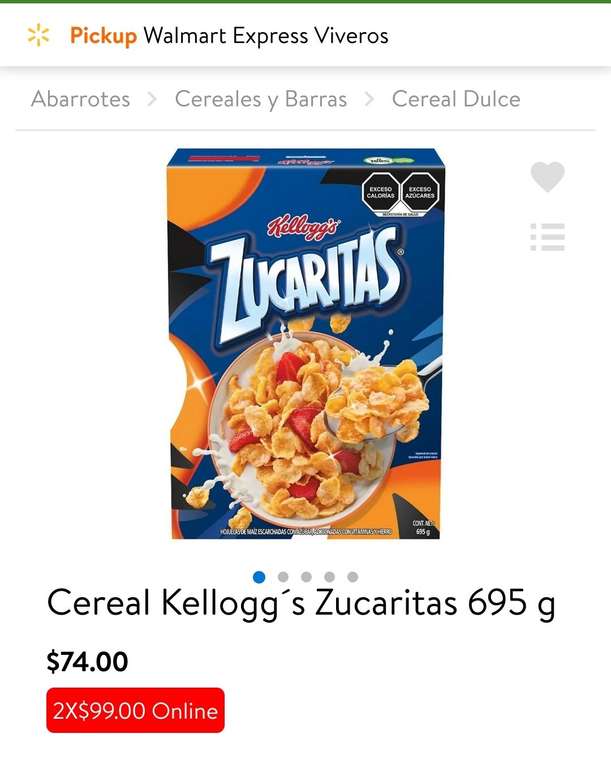 Walmart: Zucaritas 695 g a 2x$99 + Cupón