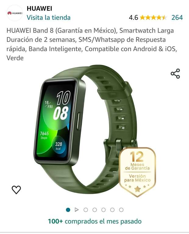 Amazon: HUAWEI Band 8 (Garantía en México)